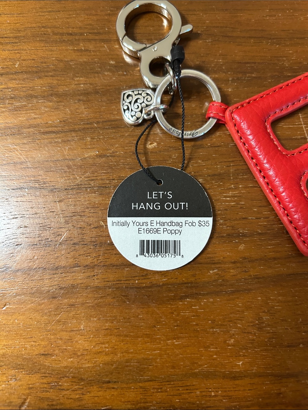 Brighton Red and Pink Letter E Bag Charm - Picture 3 of 6
